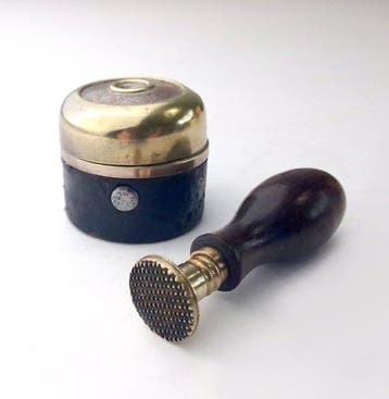 Inktpot - Victorian travelling w/ desk wax seal - Hout,, Antiek en Kunst
