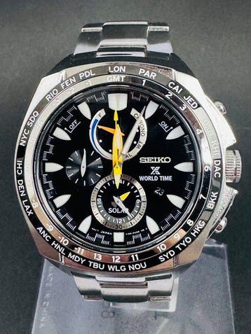 Seiko - Solar X World Time - V195-0AB0 SSC487PC - Heren -