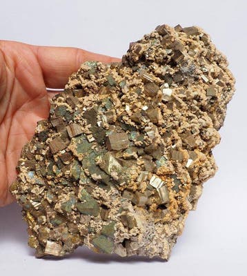 chalcopyrite Kristallen op matrix - Hoogte: 15.6 cm -, Verzamelen