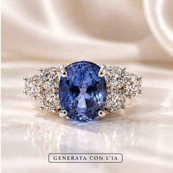Statement ring - 18 karaat Witgoud - 9.80ct. tw. Saffier -