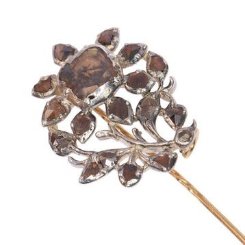 Speld - 18 karaat Roségoud, Zilver Diamant (Natuurlijk) -