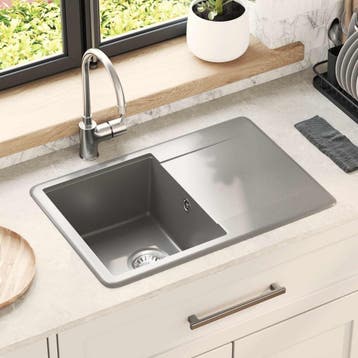 vidaXL Wasbak 80% Kwarts en 20% Hars 670 x 460 mm Grijs, Verzenden, Nieuw