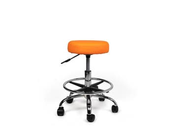 Tabouret Oranje - Lage uitvoering met Voetsteun, In hoogte verstelbaar, Nieuw, Kunststof