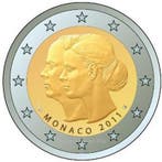 Monaco 2 Euro 2011 Hochzeit Charlene en Albert bfr, Verzenden