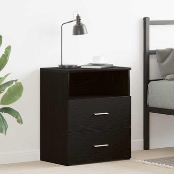 vidaXL Nachtkastje Zwart Eiken 50 x 32 x 60cm Bewerkt hout, Minder dan 45 cm, Verzenden, Nieuw, 55 tot 70 cm
