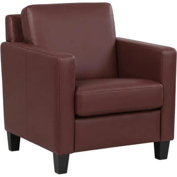 Leren fauteuil Smart - Toledo Bordeaux (donkerrood) - Poten, Nieuw, Ophalen of Verzenden, Bohemian, Eigentijds, Modern, Retro