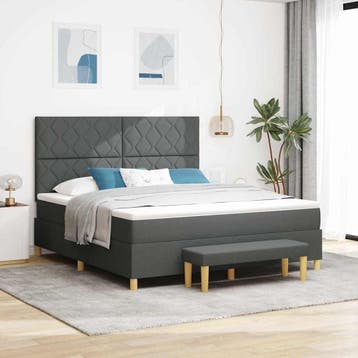 vidaXL Boxspring bed met kussen Donkergrijs 200 x 180 cm, Verzenden, Nieuw, Tweepersoons, Grijs