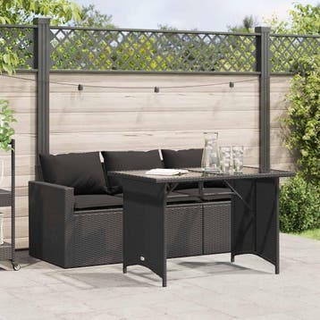 vidaXL 2-delige Tuinset met kussens poly rattan zwart, Verzenden, Nieuw, Tuinset