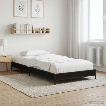 vidaXL Bedframe Zwart eiken 80 x 200 cm Bewerkt hout, Eenpersoons, Verzenden, Zwart, Nieuw