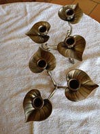 Kaarsenhouder (2) - Messing - Antieke kandelaar met bloemen