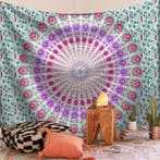 Indian grand foulard paars rood groen–200x150cm–mandala, Meerkleurig, Verzenden, Nieuw, Oosters