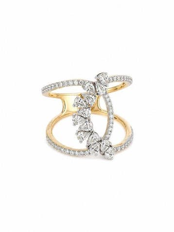 Ring - 14 karaat Geel goud, Witgoud - 0.85ct. tw. Diamant, Nieuw