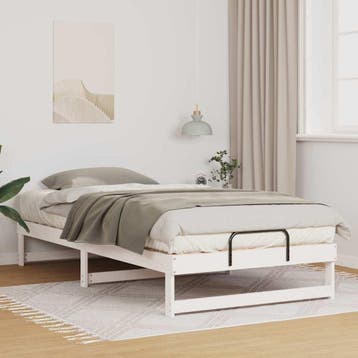 vidaXL Bedframe Wit 100 x 210 cm Massief grenenhout, Verzenden, Nieuw, Wit, Hout
