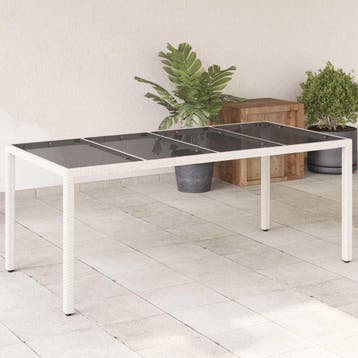 vidaXL Tuintafel met glazen blad 190x90x75 cm poly rattan, Tuin en Terras, Verzenden, Nieuw
