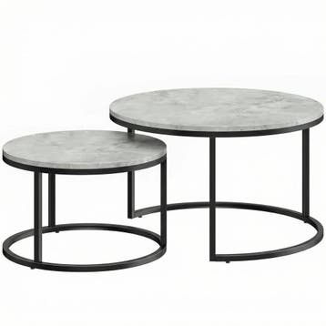 Modern Koffietafel 2-delige Set, Stapelbare Bijzettafels Met, Verzenden, Nieuw