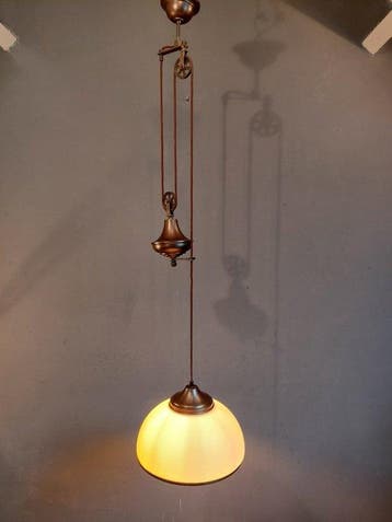 Plafondlamp - Opaline glas - Katrollamp