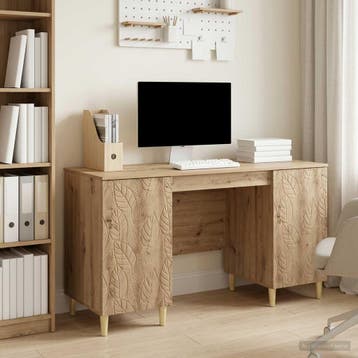 vidaXL Bureau Artisanaal eiken 142,5 x 50 x 75 cm Bewerkt, Verzenden, Nieuw