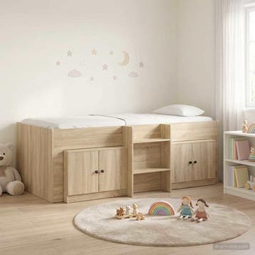 vidaXL Loft Bed Frame met Kast 3 st Sonoma Eiken Bewerkt, Verzenden, Nieuw, Bruin, Hout
