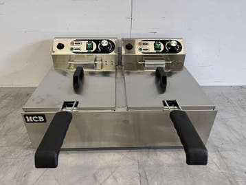 HCB RVS Dubbele Friteuse Frituur 2 x 6 liter 2 x 230V Horeca, Ophalen of Verzenden, Nieuw in verpakking
