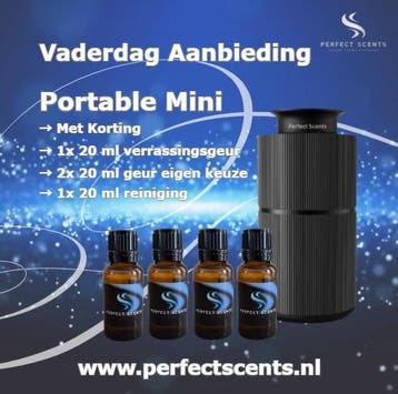 Vaderdag - Geurmachine + 3x aroma Portable zwart, Nieuw, Zwart