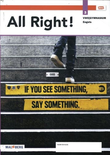 All Right leerjaar 3 vwogymnasium engels leerw 9789402074390, Boeken, Schoolboeken, Zo goed als nieuw