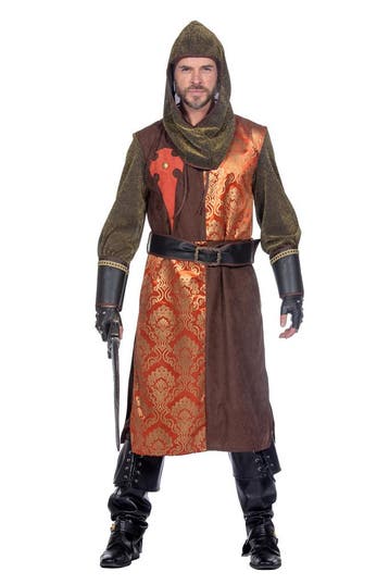 Kasteelheer Kostuum Heren Bruin/Oranje Premium, Ophalen of Verzenden, Nieuw