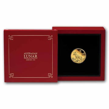 Gouden Lunar III - 1/10 oz 2027 Year of the Goat Proof, Postzegels en Munten, Verzenden, Losse munt, Goud