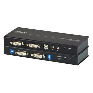 ATEN CE604 Dual View KVM Extender, 2x DVI, Audio, USB, RS232, Computers en Software, Ophalen of Verzenden, Nieuw