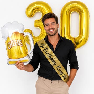 30 & Fabulous set met diadeem, bierpul ballon en sjerp, Ophalen of Verzenden, Nieuw, Versiering, Verjaardag