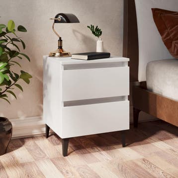 vidaXL Nachtkastje 40x35x50 cm bewerkt hout wit, Minder dan 45 cm, Verzenden, Nieuw, Minder dan 55 cm