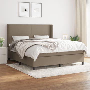 vidaXL Boxspring met matras stof taupe 180x200 cm, Eenpersoons, Verzenden, Nieuw, 80 cm