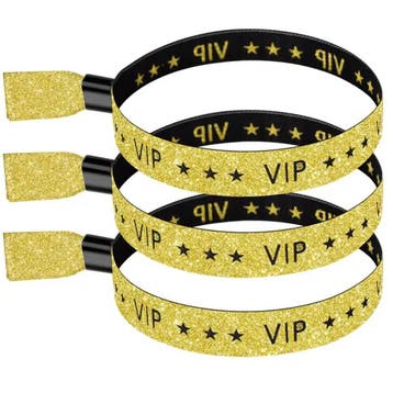 12 Vip polsbandjes wit met goud, Hobby en Vrije tijd, Feestartikelen, Verzenden, Nieuw, Feestartikel, Verjaardag