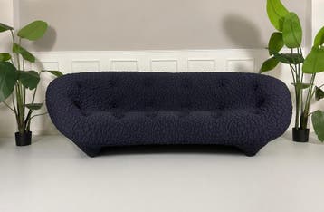 Ligne Roset Ploum designbank blauwe stof, Tweepersoons, Ophalen of Verzenden, Zo goed als nieuw, Rechte bank
