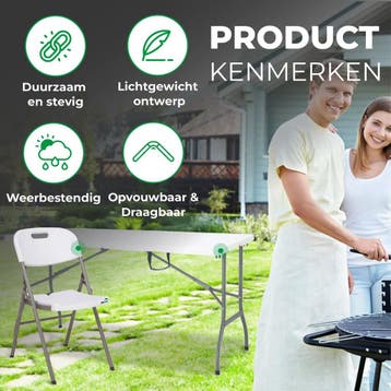 MaxxGarden Vouwtafel 152cm - Inklapbare Picknickset - met..., Verzenden, Nieuw