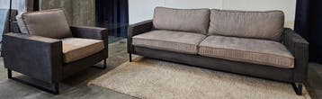 3zits Bank + Fauteuil set Microleder Grijs/Antraciet, Ophalen of Verzenden, Nieuw