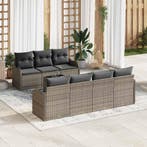 vidaXL Tuin Sofa Set met kussen 8 pcs Grijs Poly Riet en, Verzenden, Nieuw, Rotan, 8 zitplaatsen