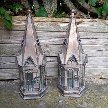 2 Candle Lanterns - Lantaarn (2) - Glas, Metaal