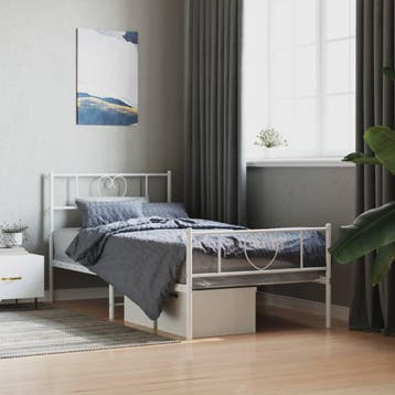 vidaXL Bedframe met hoofd- en voeteneinde metaal wit 80x200, Huis en Inrichting, Slaapkamer | Bedden, Eenpersoons, Verzenden, Wit