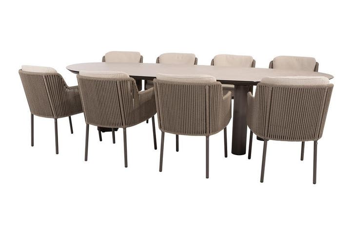 4SO Bernini/Denia 8-persoons organische (mango-vorm) tuinset, Tuin en Terras, Tuinsets en Loungesets, Tuinset, Nieuw, Rvs, Verzenden