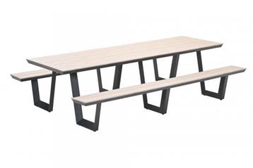 GI Bell picknicktafel 280x178 cm. - Carbon black/Light Teak, Verzenden, Nieuw, Overige materialen