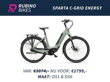 SPARTA C-GRID ENERGY (D51/56) - €275,- KORTING - 500WH BOSCH, Ophalen, Sparta, Nieuw, 51 tot 55 cm