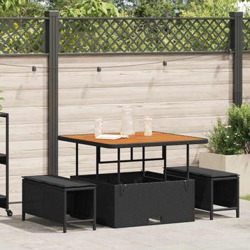 vidaXL Tuin eettafelset 3 st Zwart poly rattan, Verzenden, Nieuw, Rotan, 3 zitplaatsen