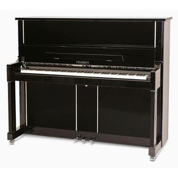 Feurich 125 - Design PE chroom piano, Nieuw, Zwart, Piano