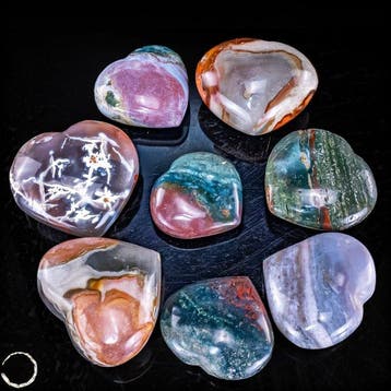 Exclusieve harten-set uit verschillende edelstenen – Unieke, Verzamelen, Mineralen en Fossielen
