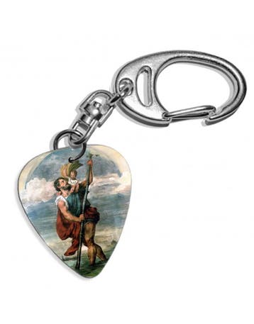 Plectrum sleutelhanger Heilige Christoffel, Ophalen of Verzenden, Nieuw, Gebruiksvoorwerp