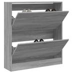 vidaXL Schoenenkast 80x21x87,5 cm bewerkt hout grijs sonoma, Verzenden, Nieuw