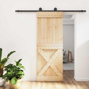 vidaXL Schuifdeur 80 x 210 cm Massief Grenenhout, Verzenden, Nieuw