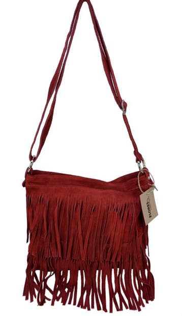 Back to the Sixties Suede Franje tas (rood), Verzenden, Nieuw