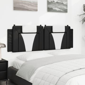 vidaXL Hoofdbordkussen Viana 160 cm kunstleer zwart en wit, Verzenden, Nieuw, Zwart, Overige materialen