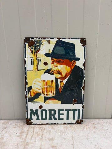 Birra Moretti – Emaille reclamebord – Klassieke bierreclame